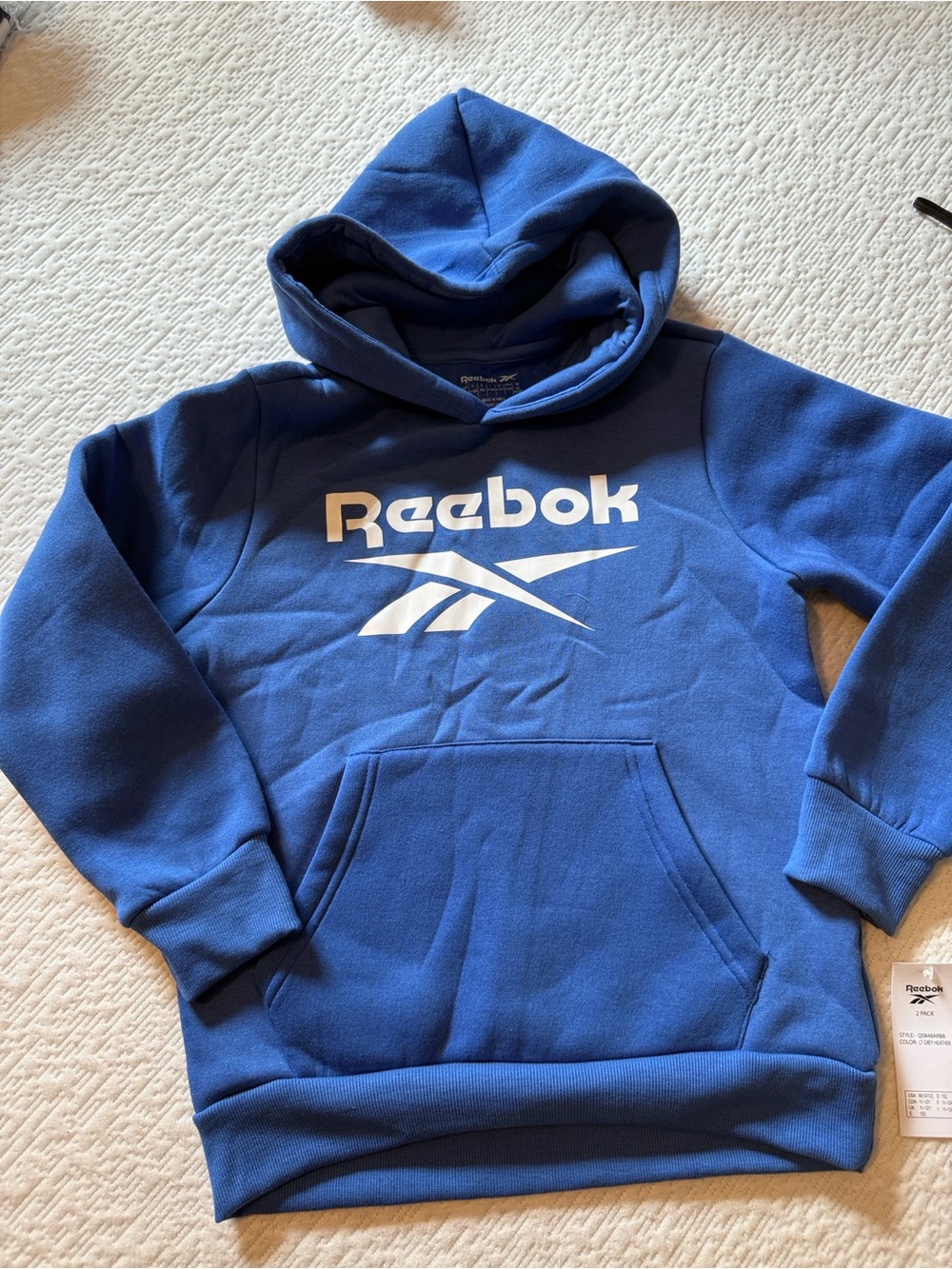 Boys Reebok pullover hoodie, size 10 New Blue
